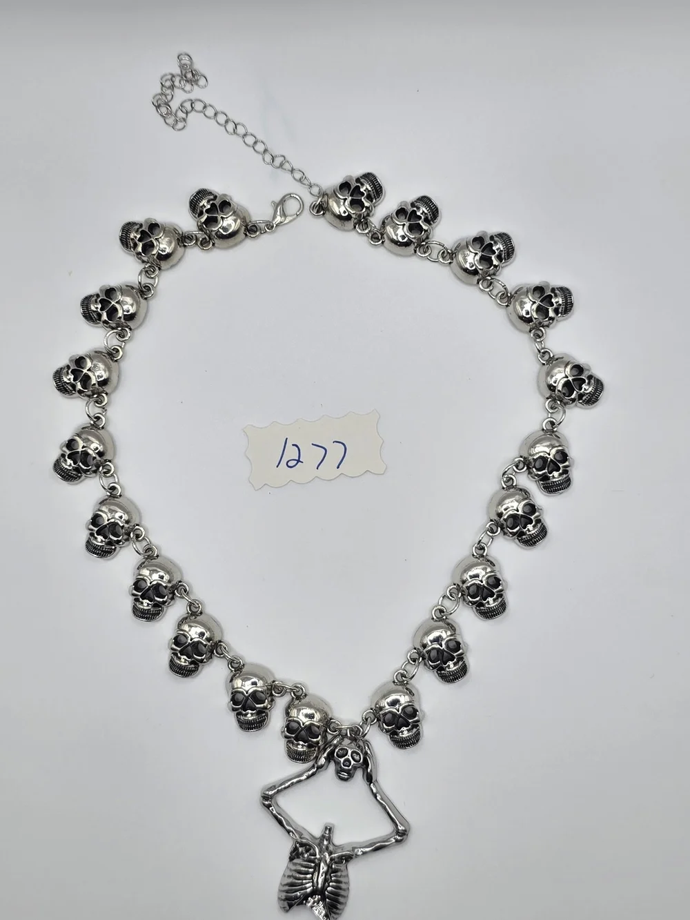 Silver Skull  Necklace - Gothic Women Jewelry